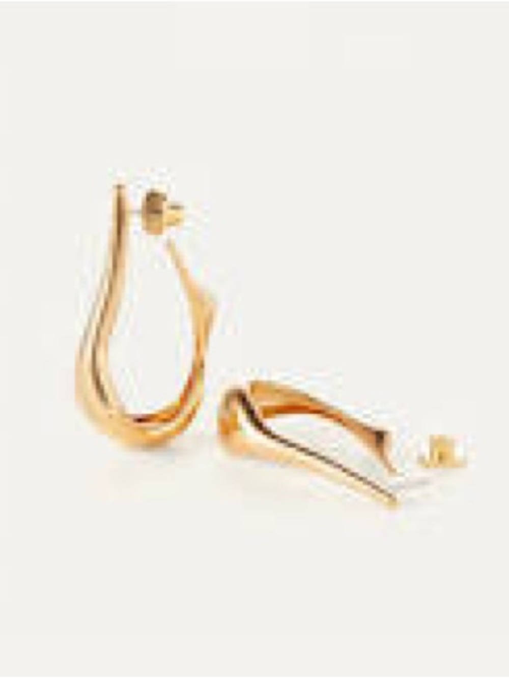 Gold Sculpted Drop Hoop Earrings - Women Jewelry